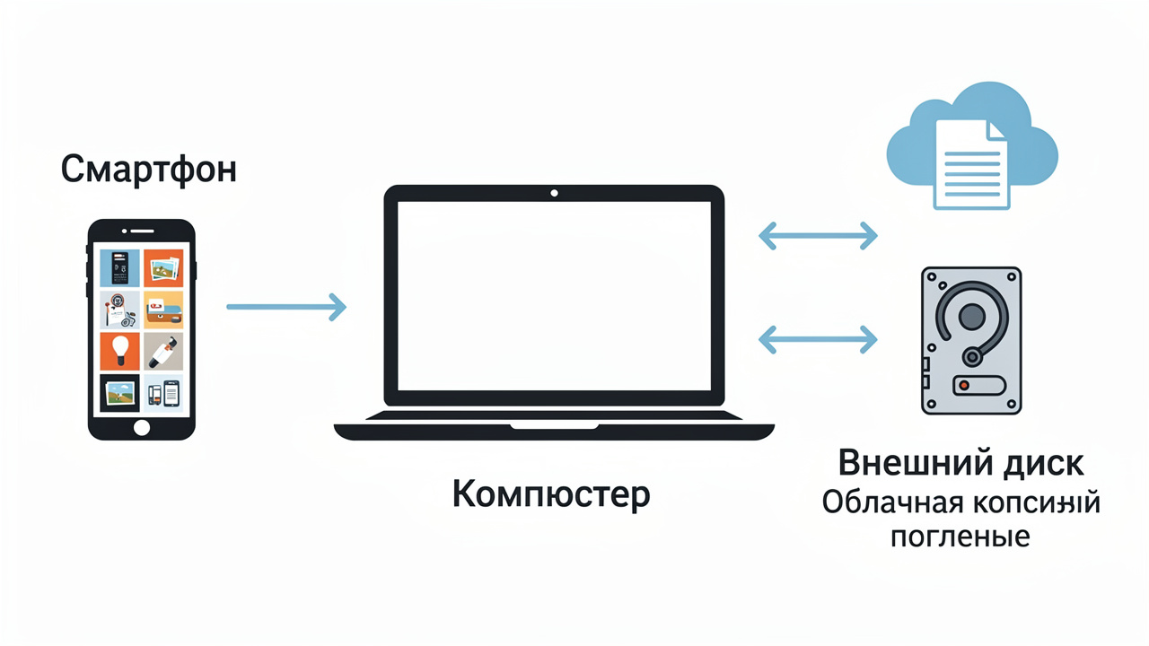 Схема автоматического сохранения фотографий и видео
